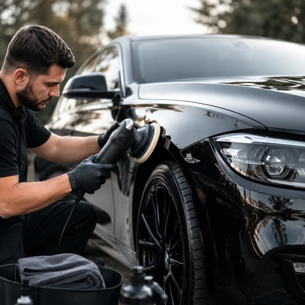 Lucidatura professionale della carrozzeria con lucidatrice orbitale